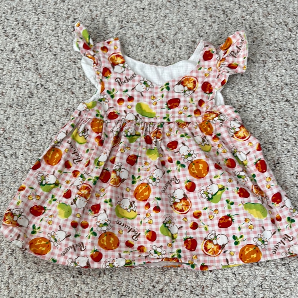 Girls Sanrio Pochacco Peplum Blouse Summer Gingham Fruits size 8 M